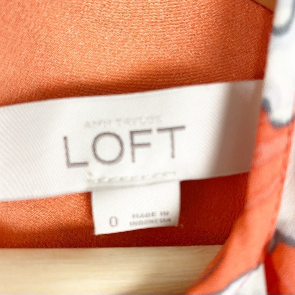 Loft Orange Paisley Floral Tropical Halter Mini Dress 0 - Picture 7 of 8
